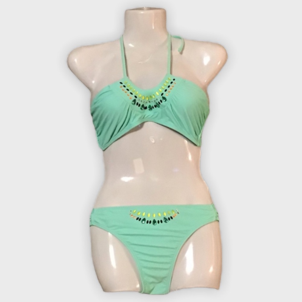 OP Seafoam Green Bikini Jeweled Never Been Worn Swim Suit